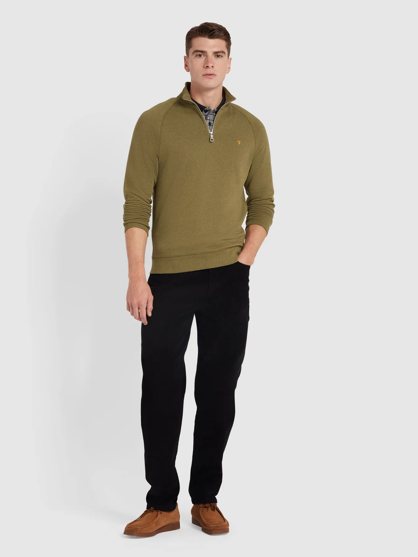 Jim Organic Cotton Quarter Zip Sweatshirt In Farah Khaki Marl sold by Farah product image thumbnail 2