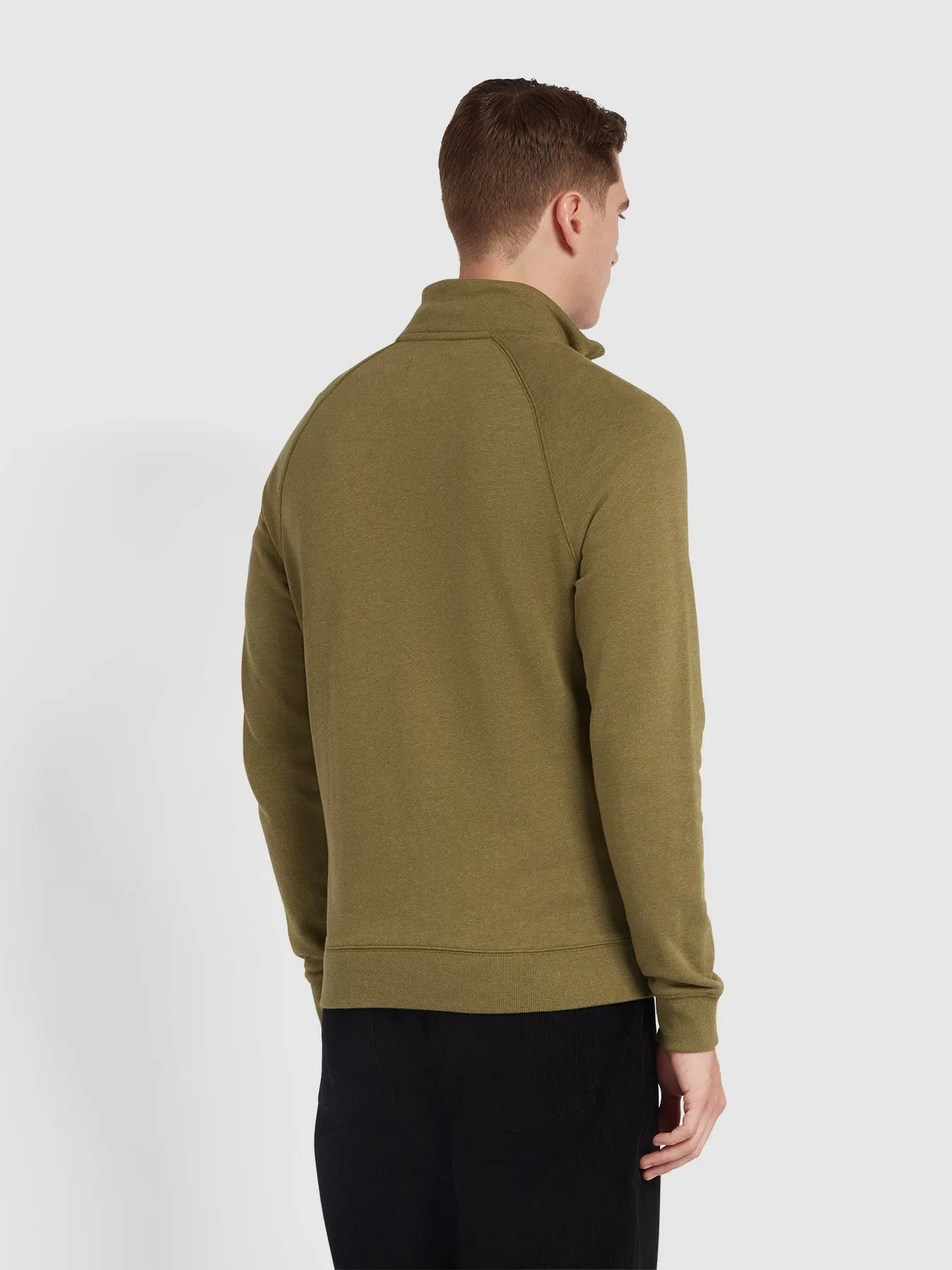 Jim Organic Cotton Quarter Zip Sweatshirt In Farah Khaki Marl sold by Farah product image thumbnail 3