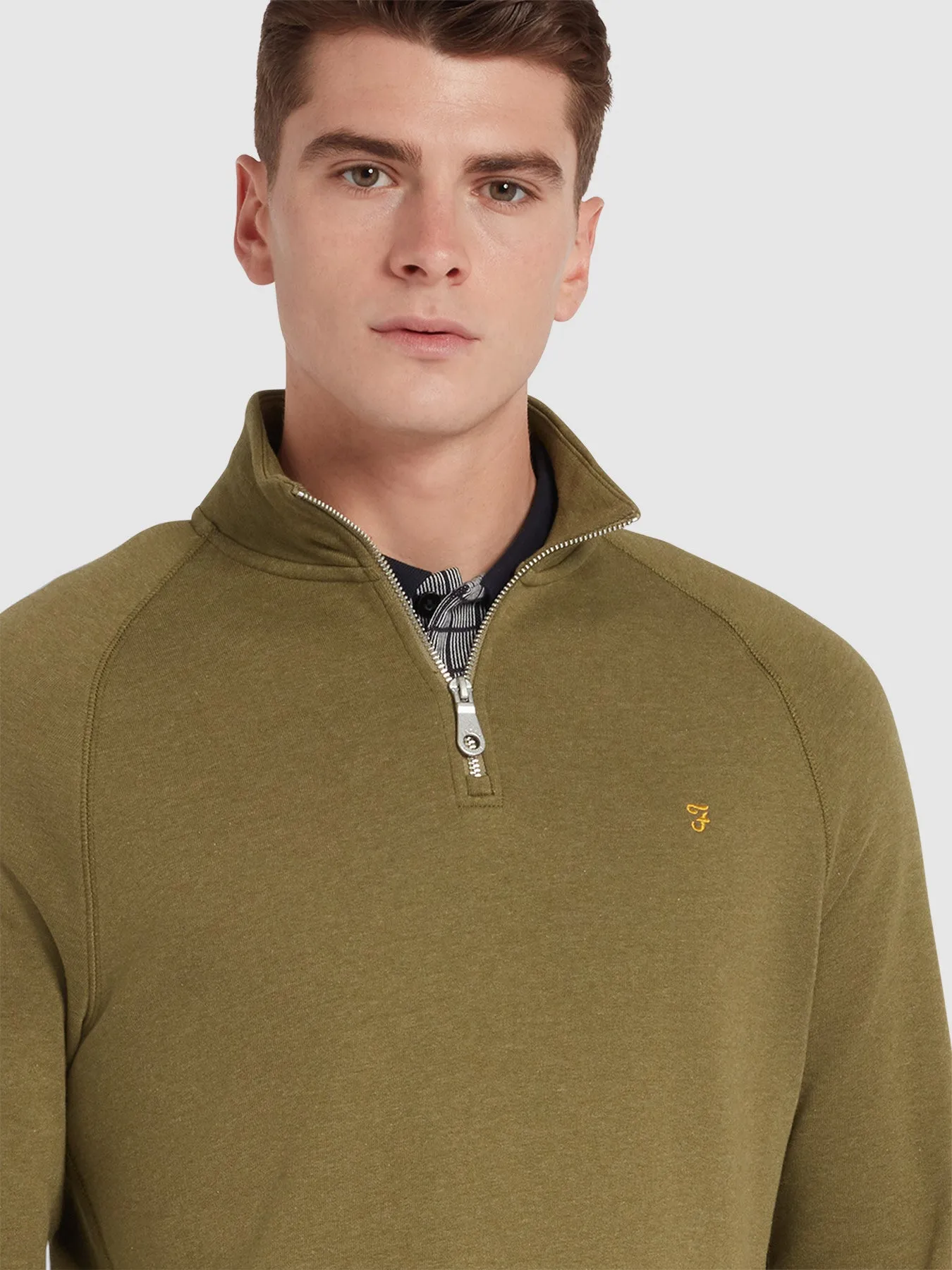 Jim Organic Cotton Quarter Zip Sweatshirt In Farah Khaki Marl sold by Farah product image thumbnail 4