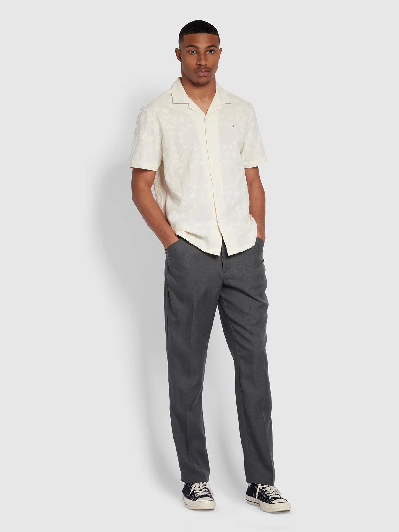 Ladbroke Hopsack Trousers In Farah Grey sold by Farah