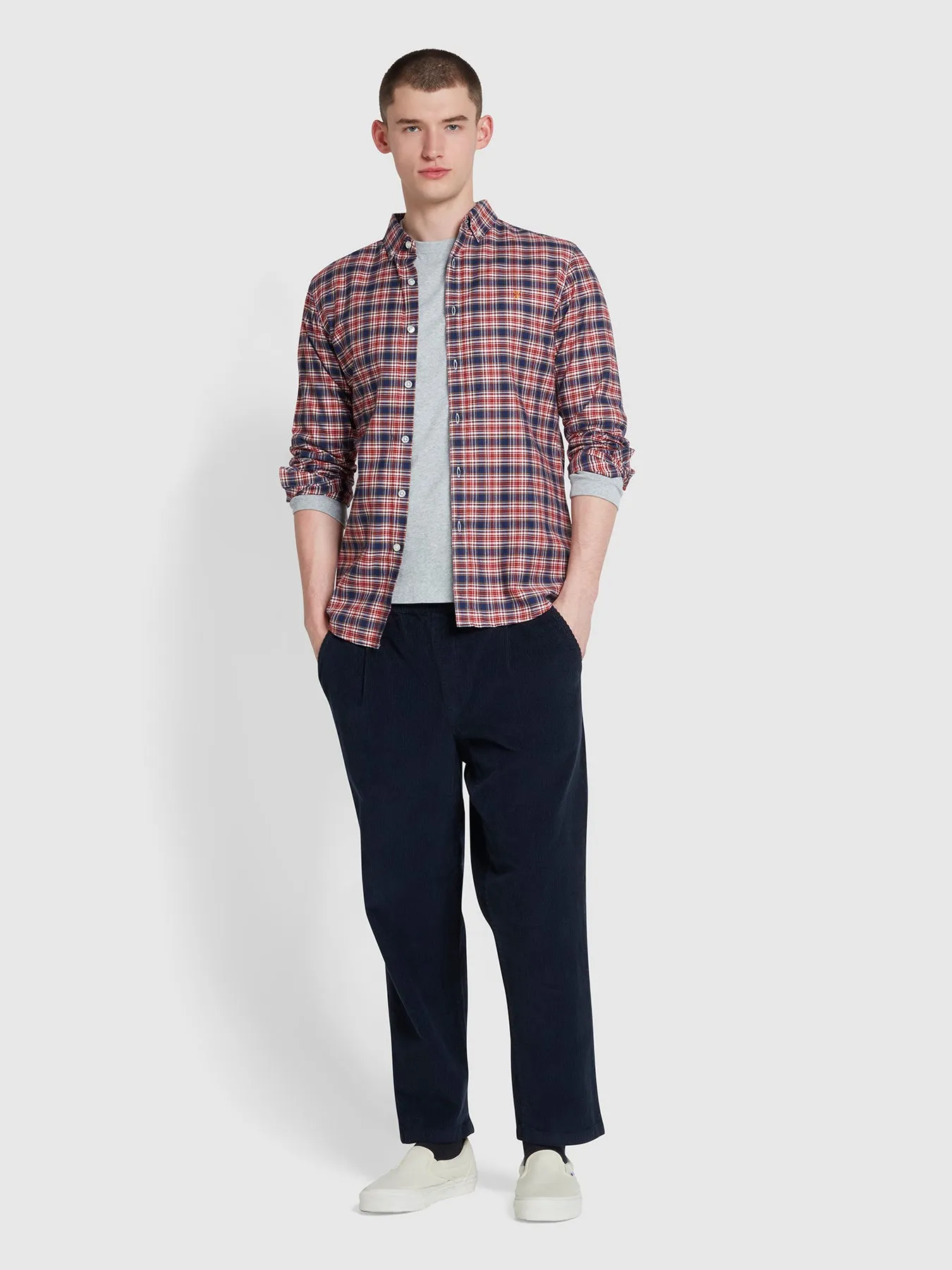 Hawtin Relaxed Tapered Fit Cord Trousers In True Navy sold by Farah