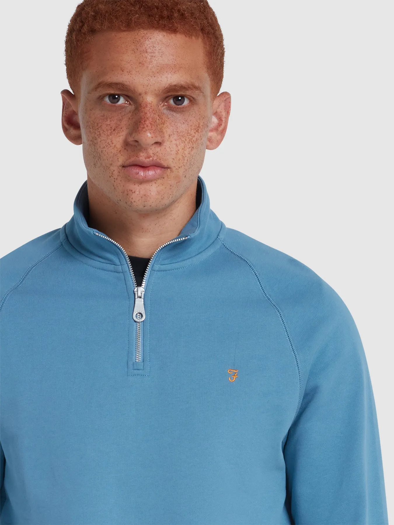 Jim Organic Cotton Quarter Zip Sweatshirt In Para Blue sold by Farah product image thumbnail 4