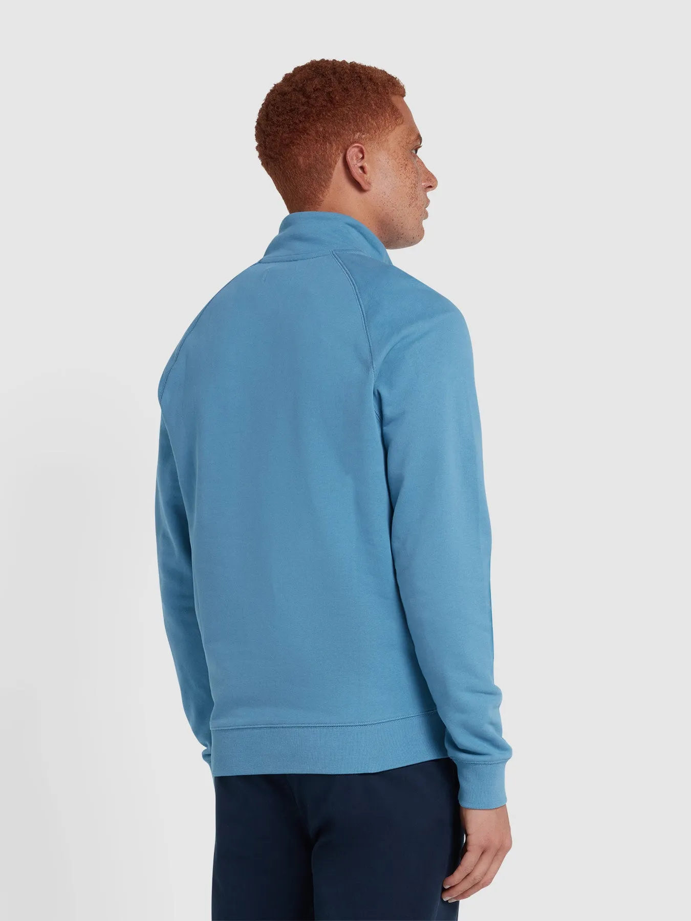 Jim Organic Cotton Quarter Zip Sweatshirt In Para Blue sold by Farah product image thumbnail 3