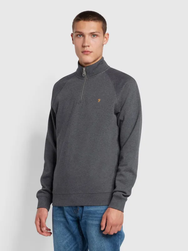 Jim Organic Cotton Quarter Zip Sweatshirt In Farah Grey Marl made by Farah