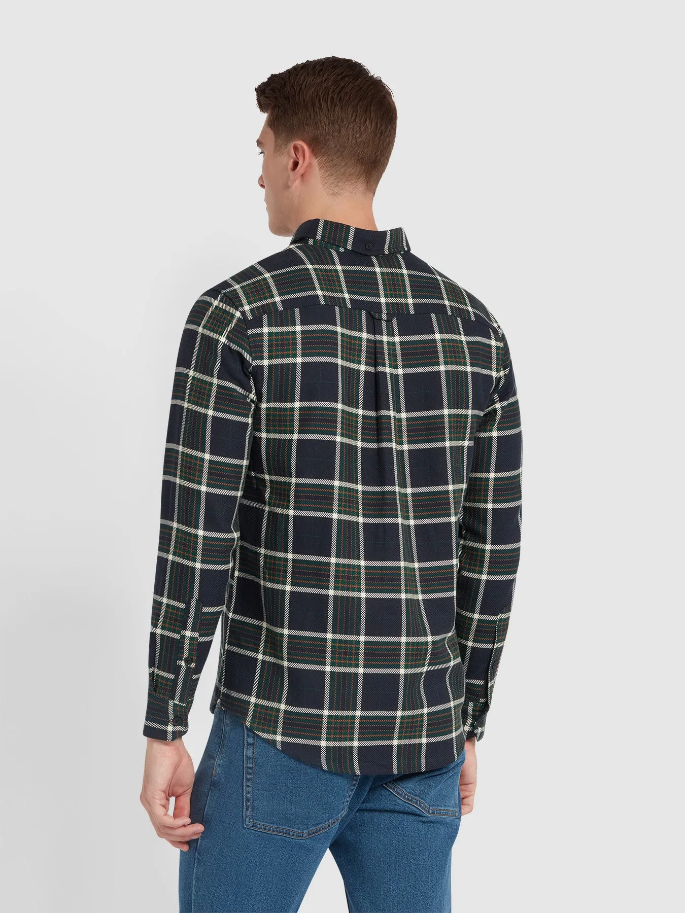 Marcelo Casual Fit Check Shirt In True Navy sold by Farah product image thumbnail 3