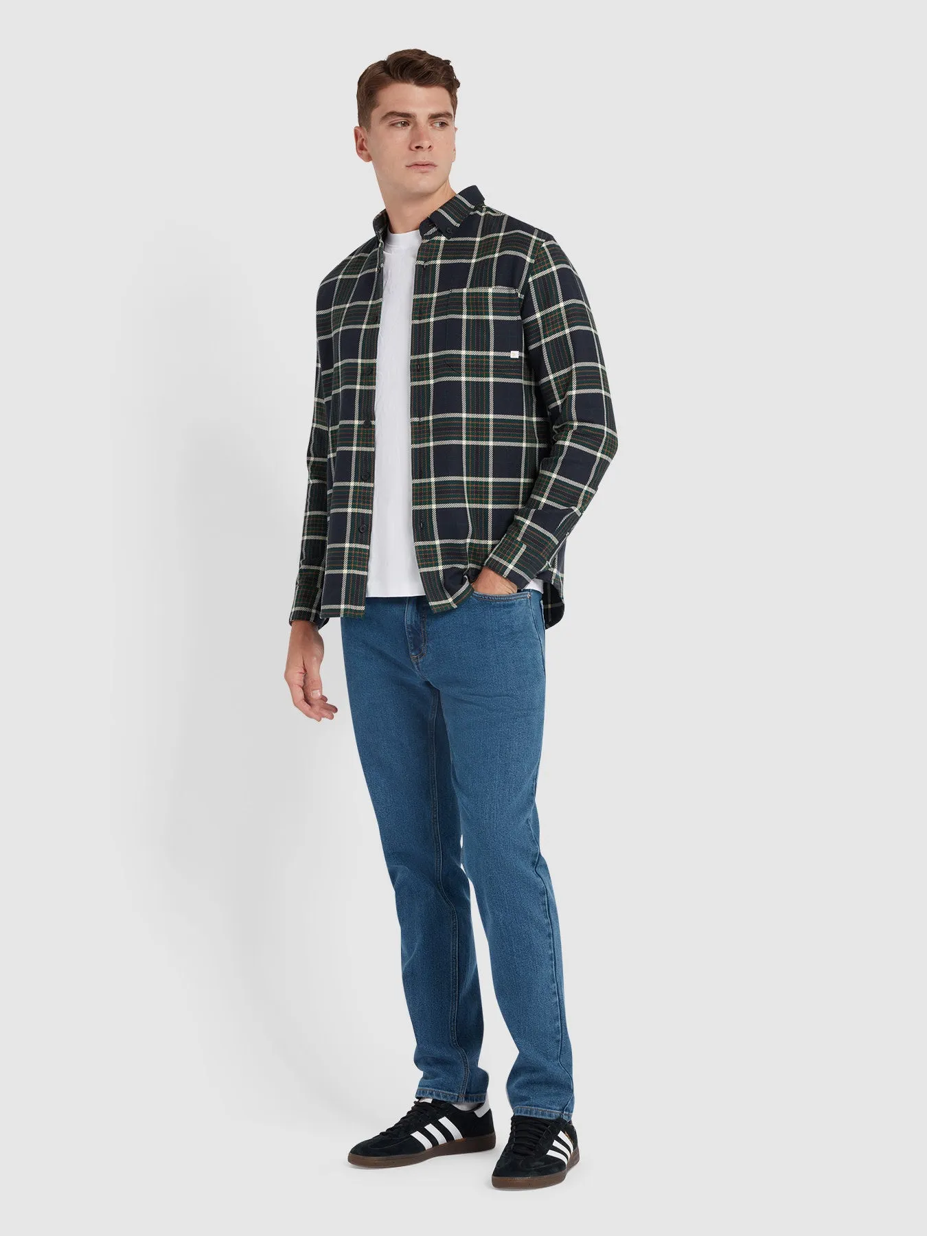 Marcelo Casual Fit Check Shirt In True Navy sold by Farah product image thumbnail 2