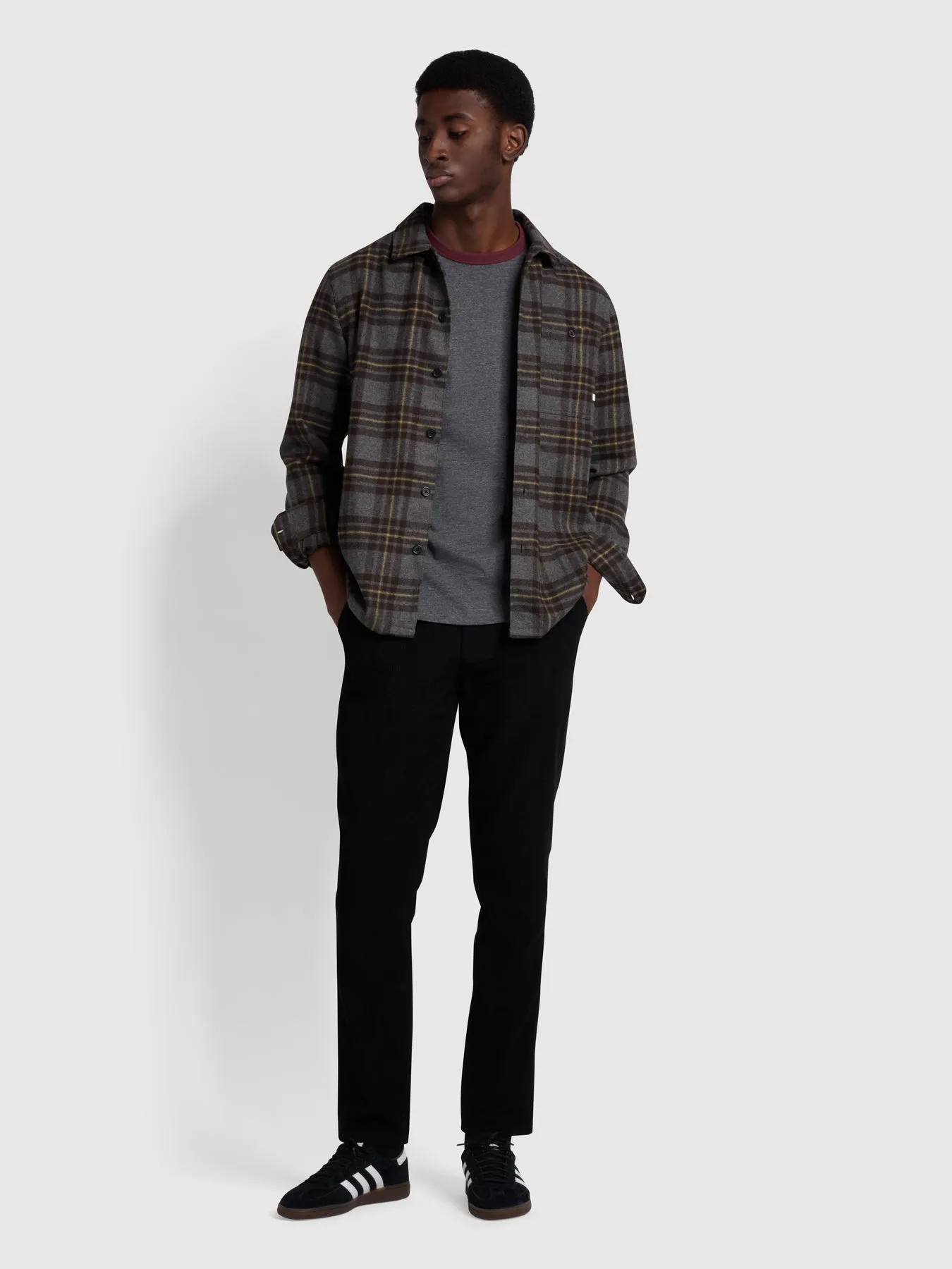 Elm Slim Fit Cord Trousers In Black sold by Farah