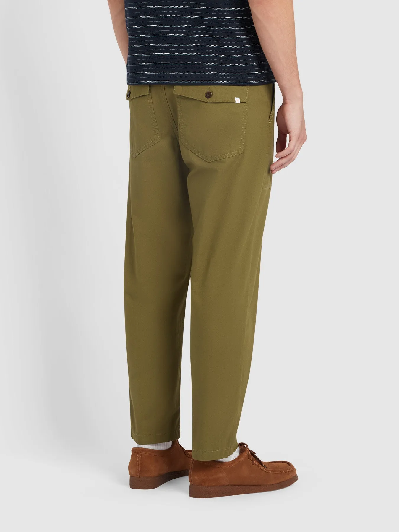 Hawtin Tapered Fit Fine Twill Patch Trousers In Green Khaki sold by Farah product image thumbnail 3