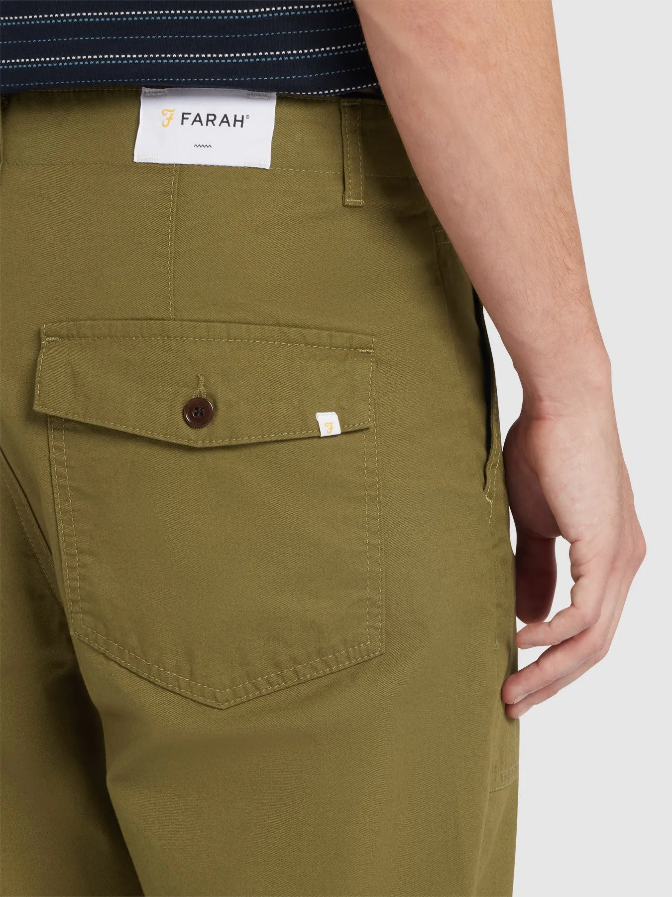 Hawtin Tapered Fit Fine Twill Patch Trousers In Green Khaki sold by Farah product image thumbnail 4