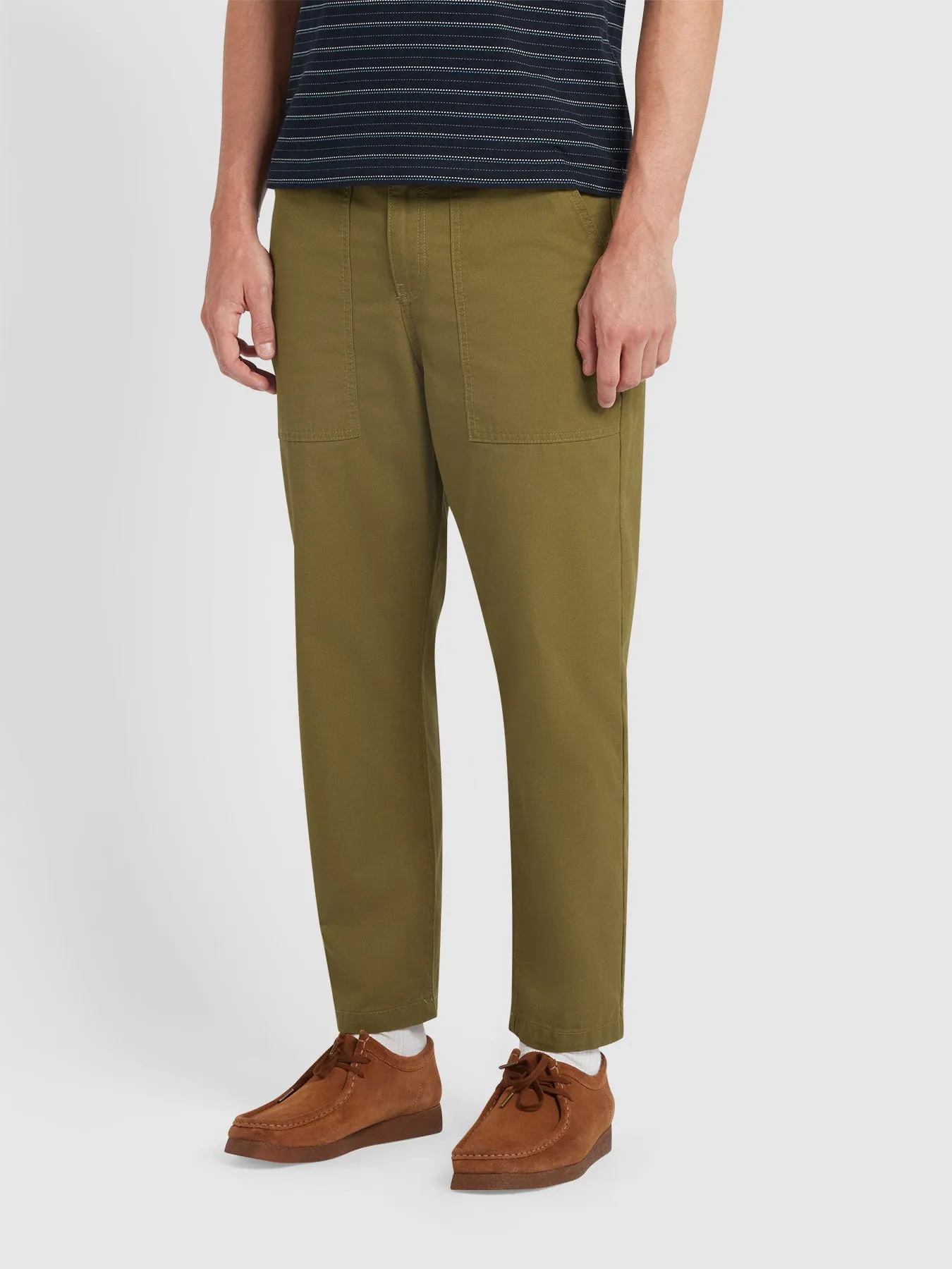 Hawtin Tapered Fit Fine Twill Patch Trousers In Green Khaki sold by Farah product image thumbnail 2