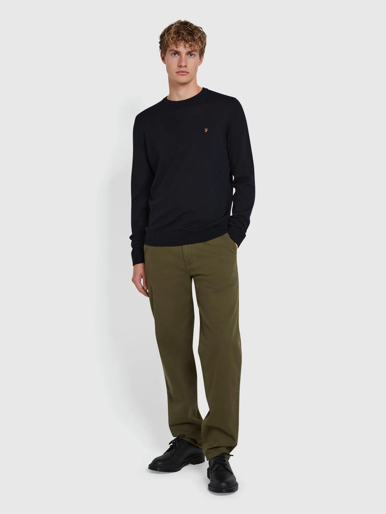 Norwood Regular Fit Chinos In Olive Green sold by Farah