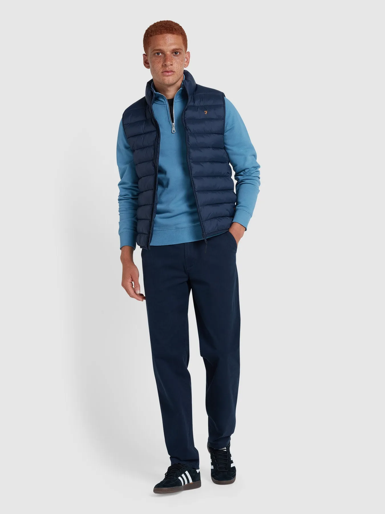 Norwood Regular Fit Chinos In True Navy sold by Farah