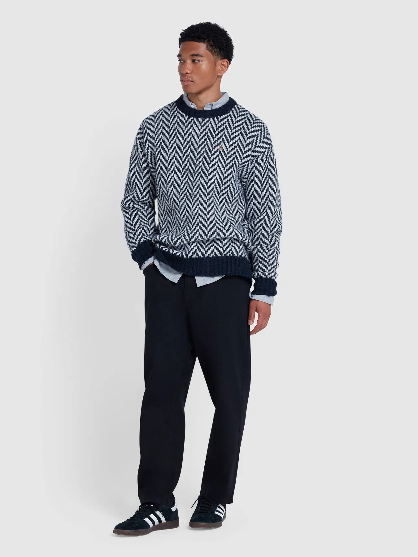 Athens Herringbone Sweater In True Navy sold by Farah product image thumbnail 2