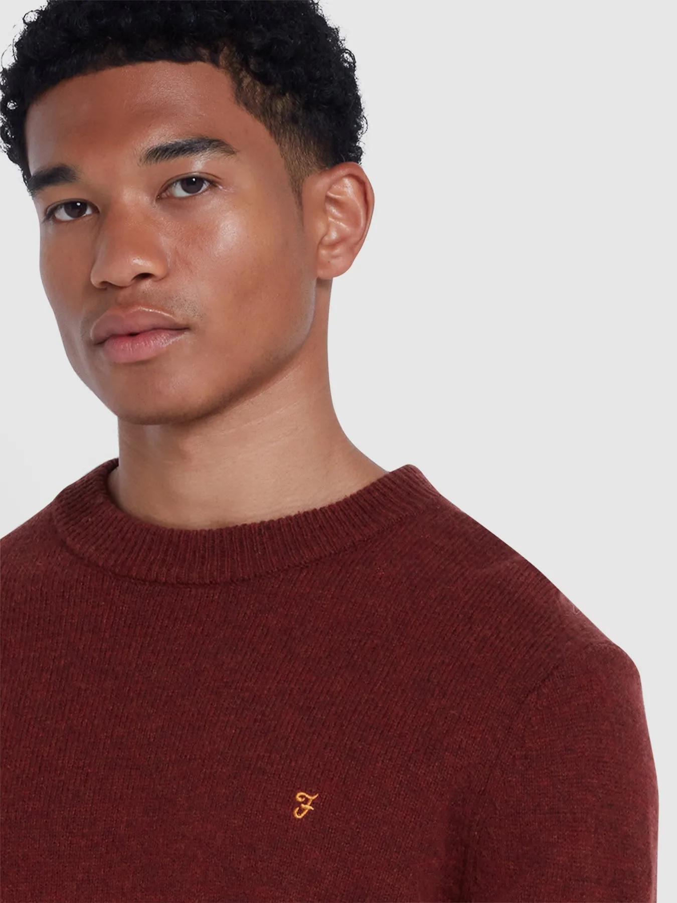 Birchall Crew Neck Lambswool Sweater In Red Venear sold by Farah product image thumbnail 4