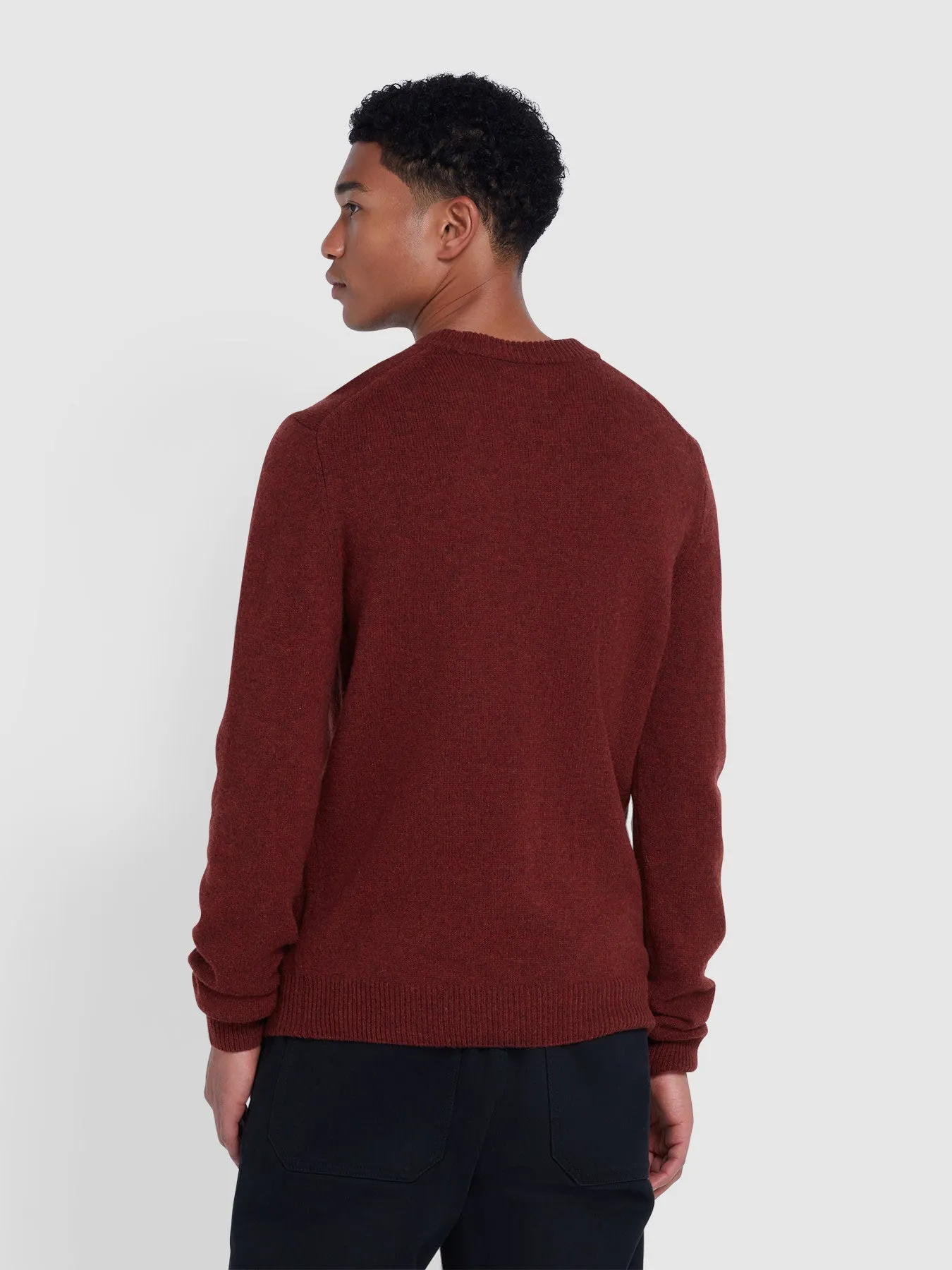 Birchall Crew Neck Lambswool Sweater In Red Venear sold by Farah product image thumbnail 3