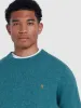 Birchall Crew Neck Lambswool Sweater In Seaport Green sold by Farah