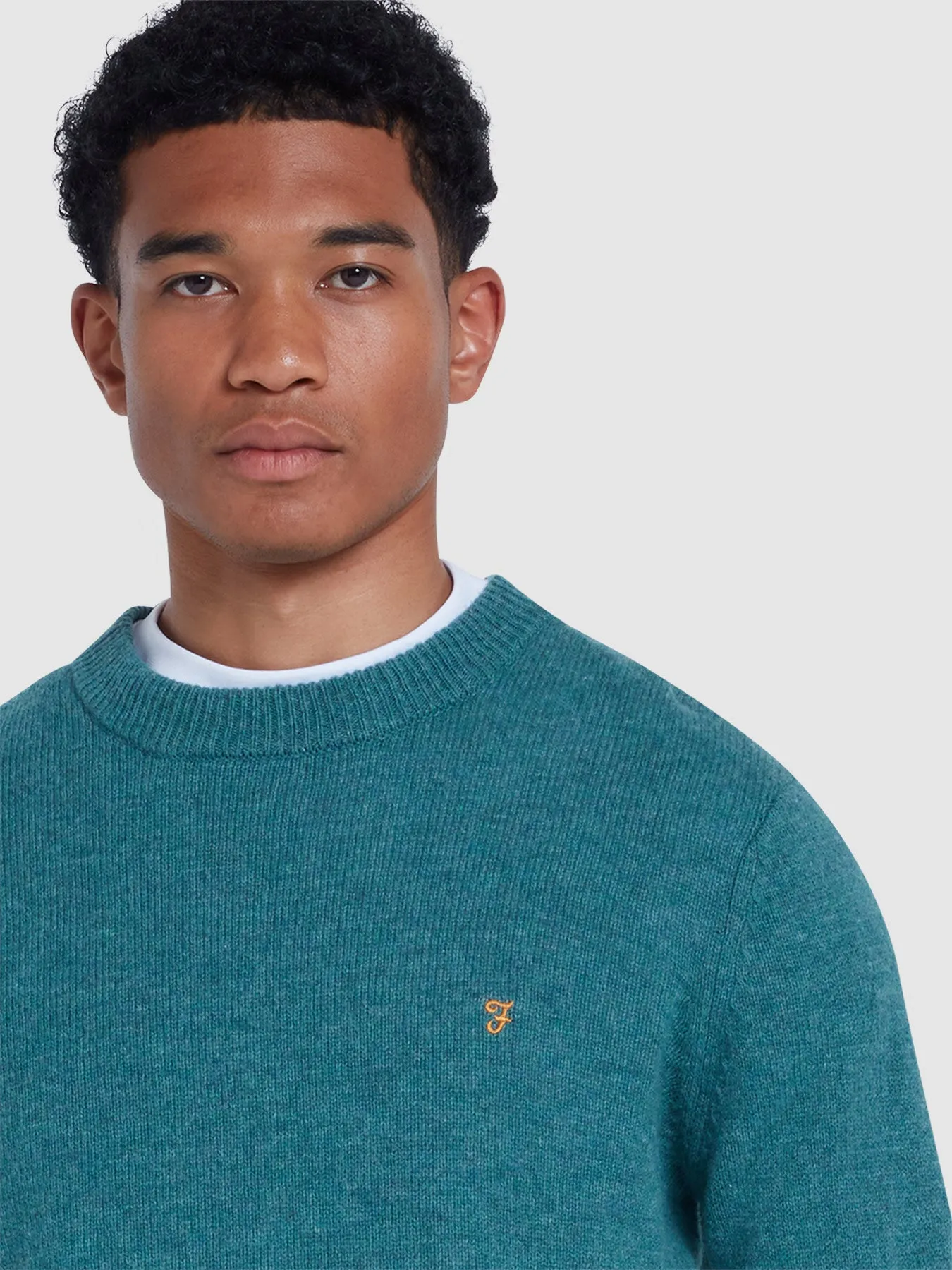 Birchall Crew Neck Lambswool Sweater In Seaport Green sold by Farah product image thumbnail 4