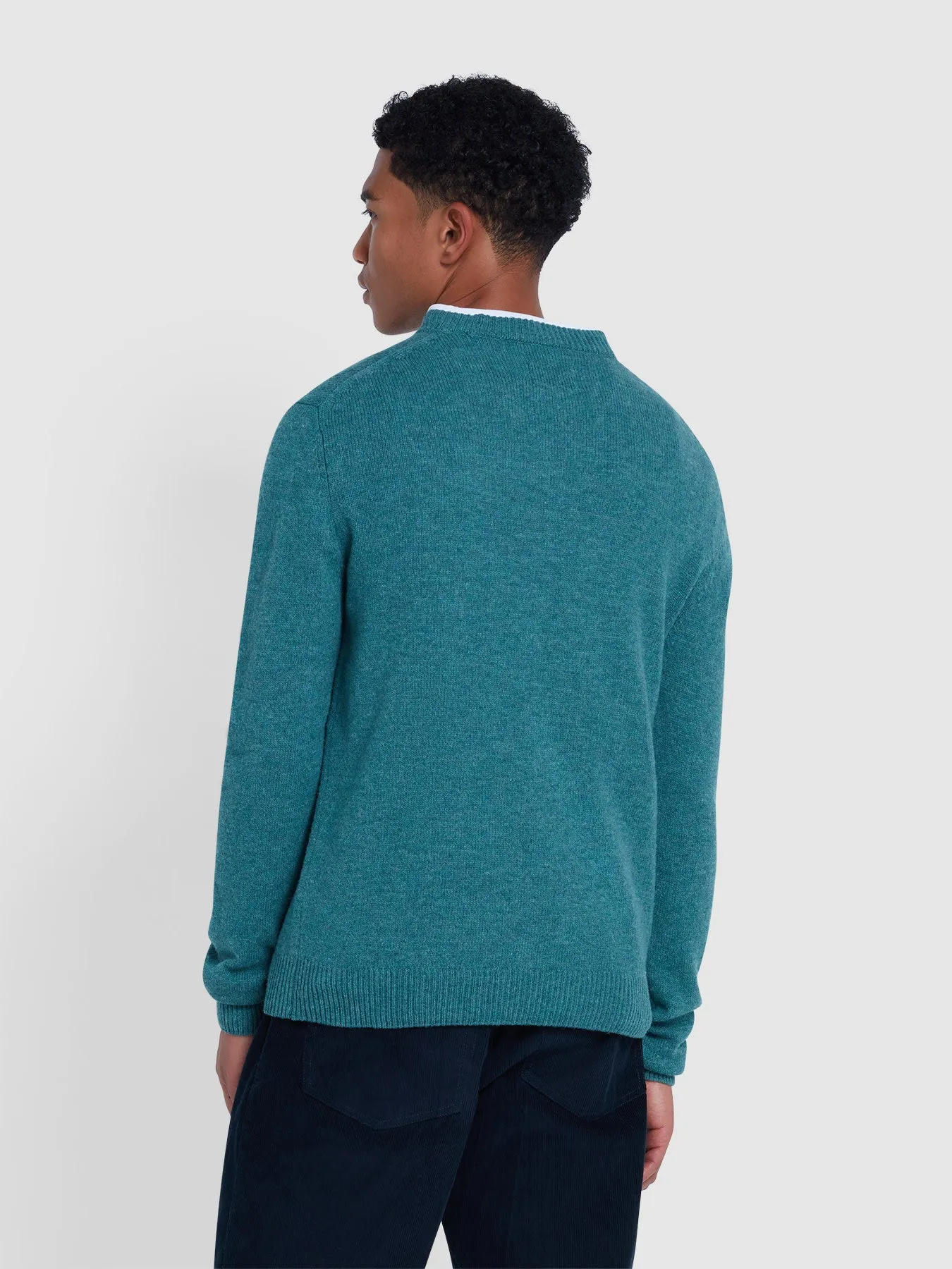 Birchall Crew Neck Lambswool Sweater In Seaport Green sold by Farah product image thumbnail 3