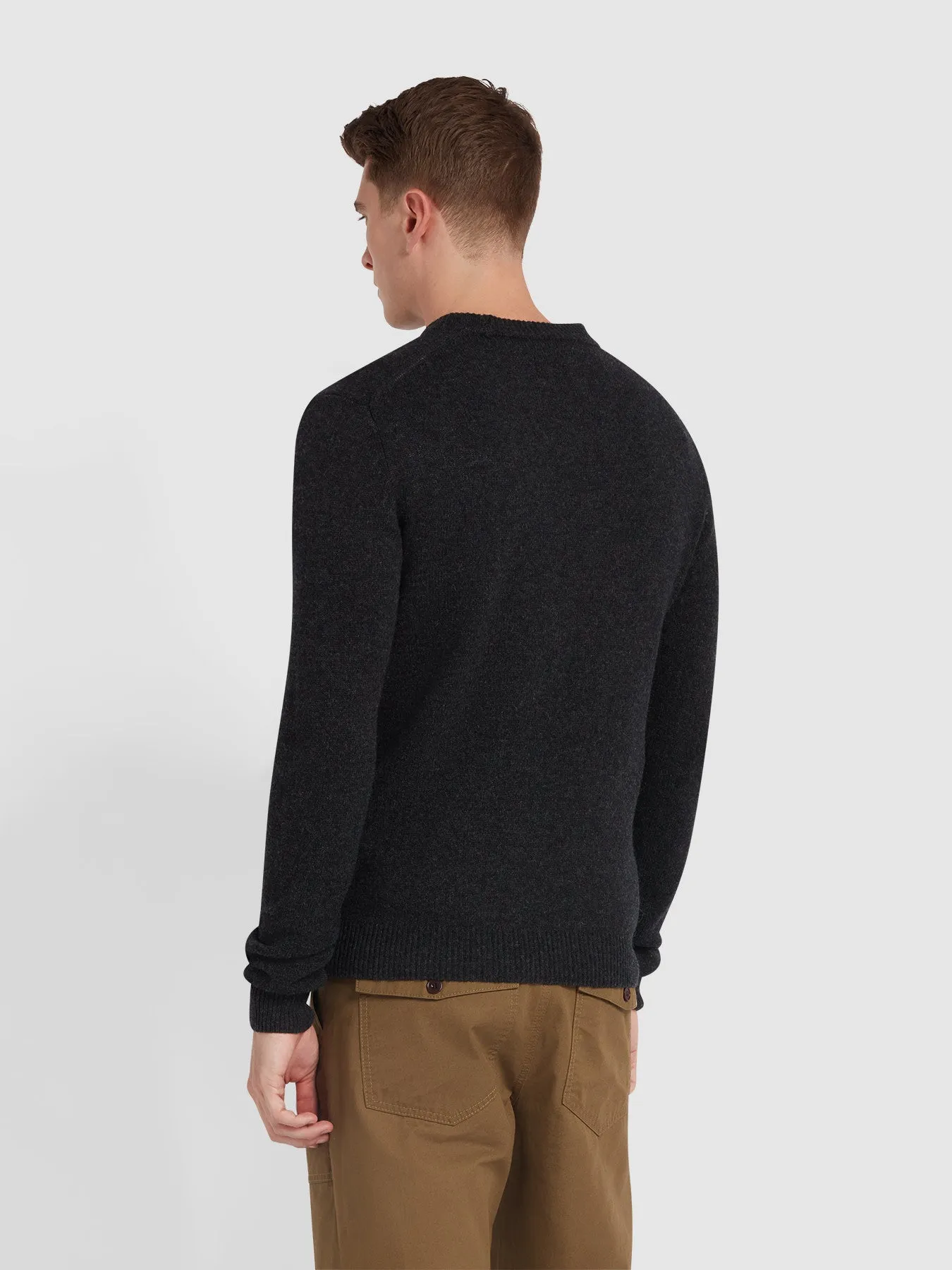 Birchall Crew Neck Lambswool Sweater In Black Oyster sold by Farah product image thumbnail 3