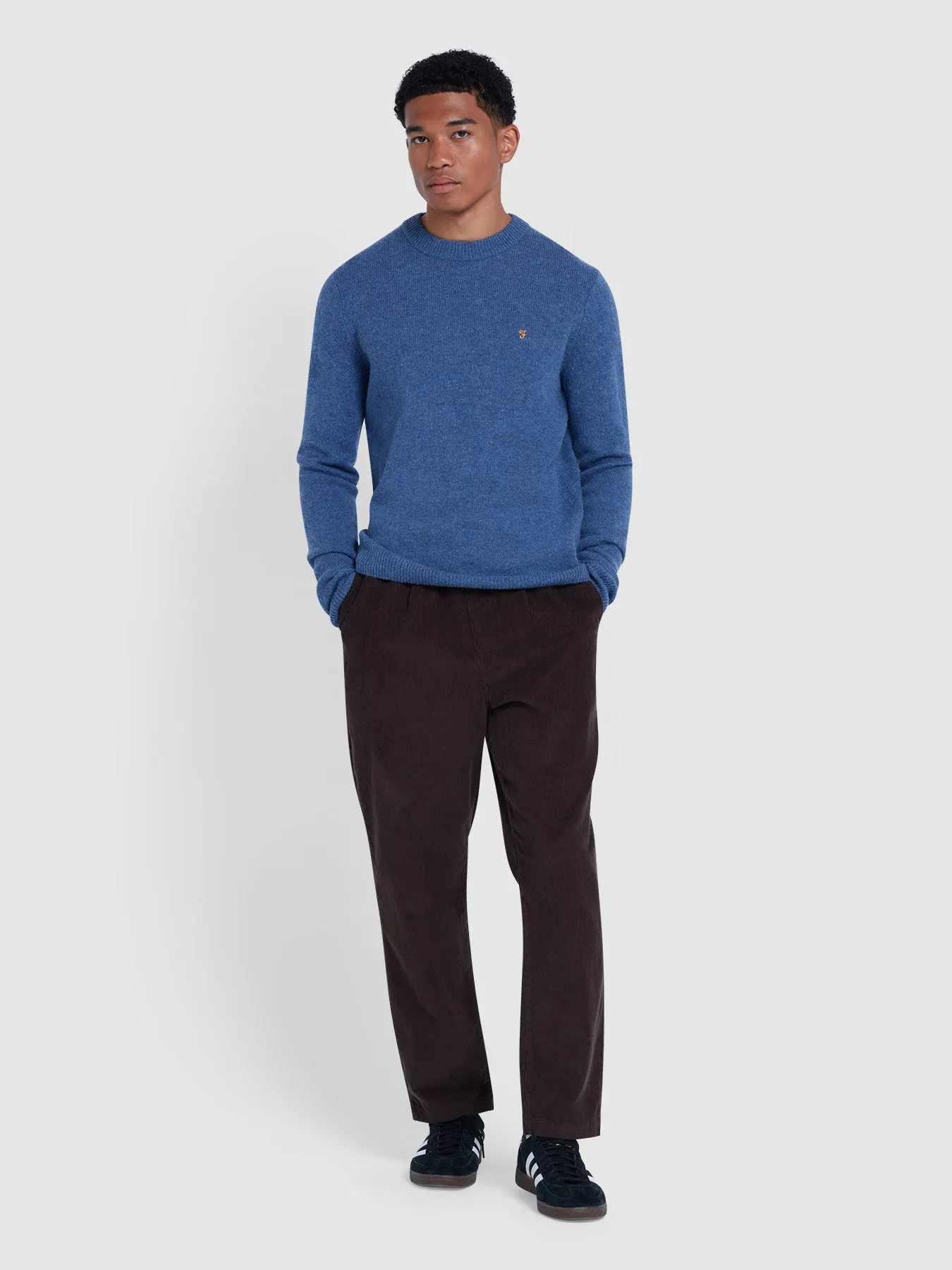 Birchall Crew Neck Lambswool Sweater In Neptune Blue sold by Farah product image thumbnail 2