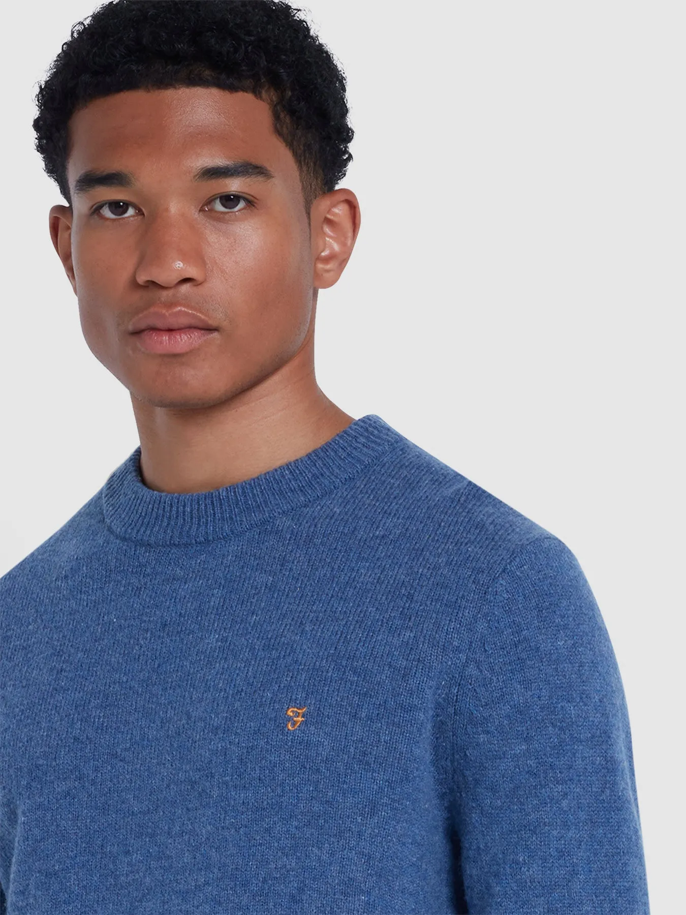 Birchall Crew Neck Lambswool Sweater In Neptune Blue sold by Farah product image thumbnail 4