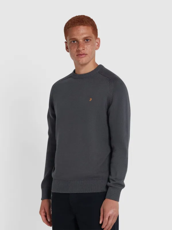 Kingsbury Crew Neck Sweater In Charcoal sold by Farah