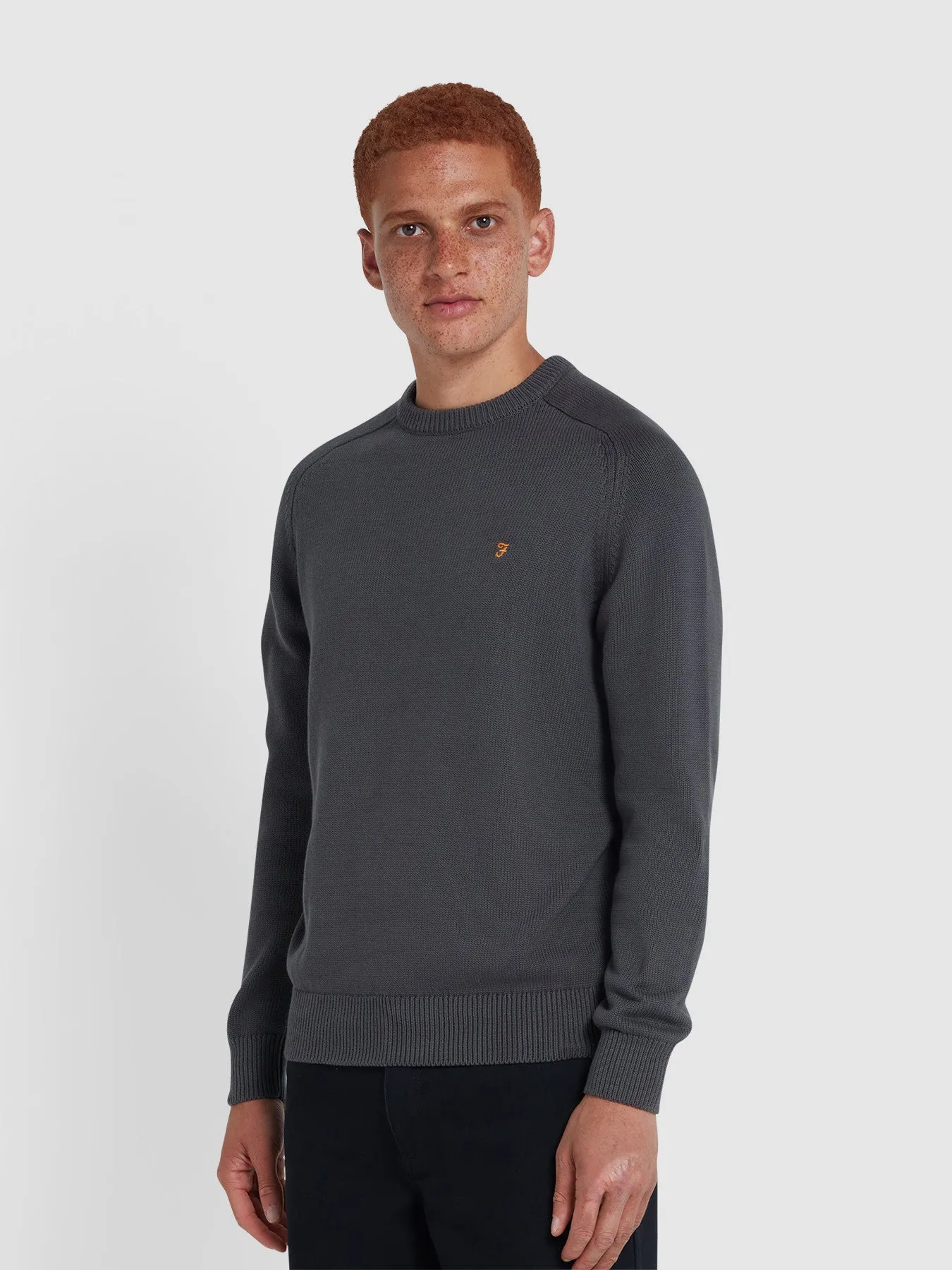 Kingsbury Crew Neck Sweater In Charcoal sold by Farah