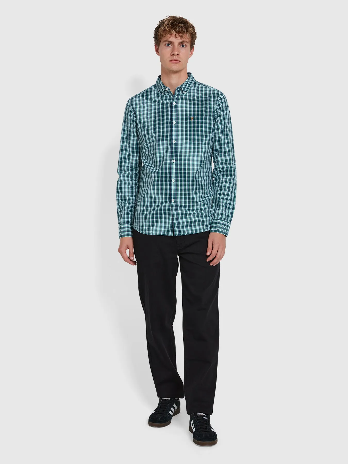 Carlson Check Shirt In Moss Green sold by Farah product image thumbnail 2