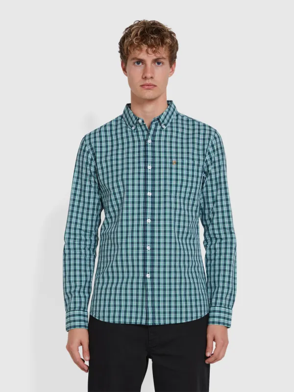 Carlson Check Shirt In Moss Green sold by Farah