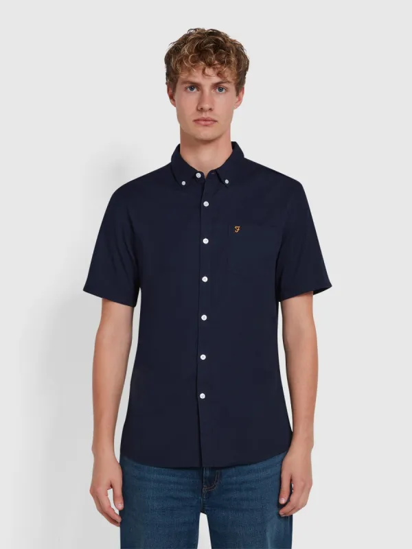 Carlson Short Sleeve Shirt In True Navy sold by Farah