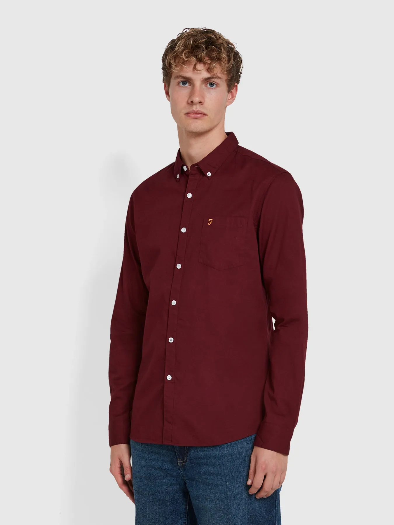 Carlson Shirt In Bordeaux sold by Farah