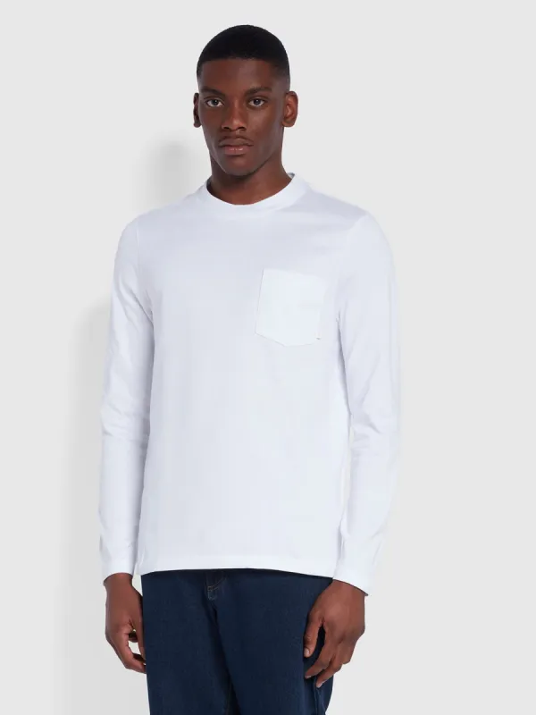Weymouth Regular Fit Long Sleeve Organic Cotton T-Shirt In White sold by Farah