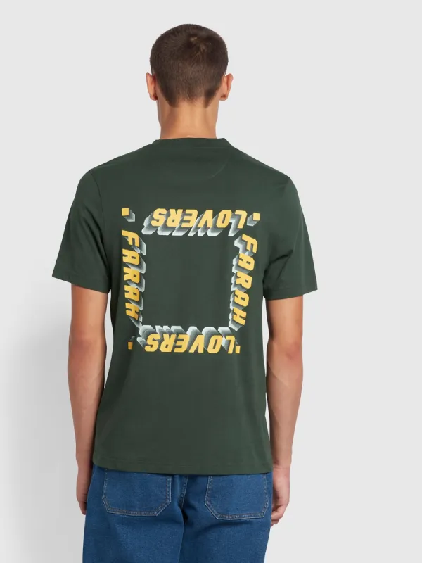 Vere Regular Fit Organic Cotton Graphic T-Shirt In Evergreen sold by Farah