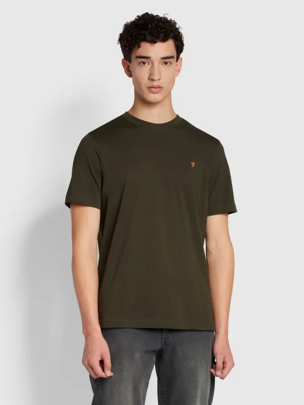 Alexander Regular Fit Organic Cotton Circular T-Shirt In Evergreen sold by Farah