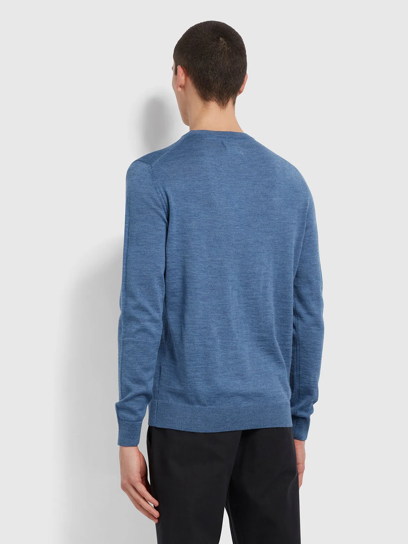 Mullen Merino Wool Crew Neck Sweater In Deep Blue sold by Farah product image thumbnail 4