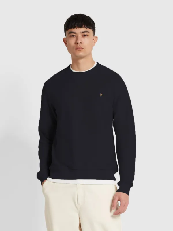 Galli Twill Crew Neck Sweatshirt In Black sold by Farah