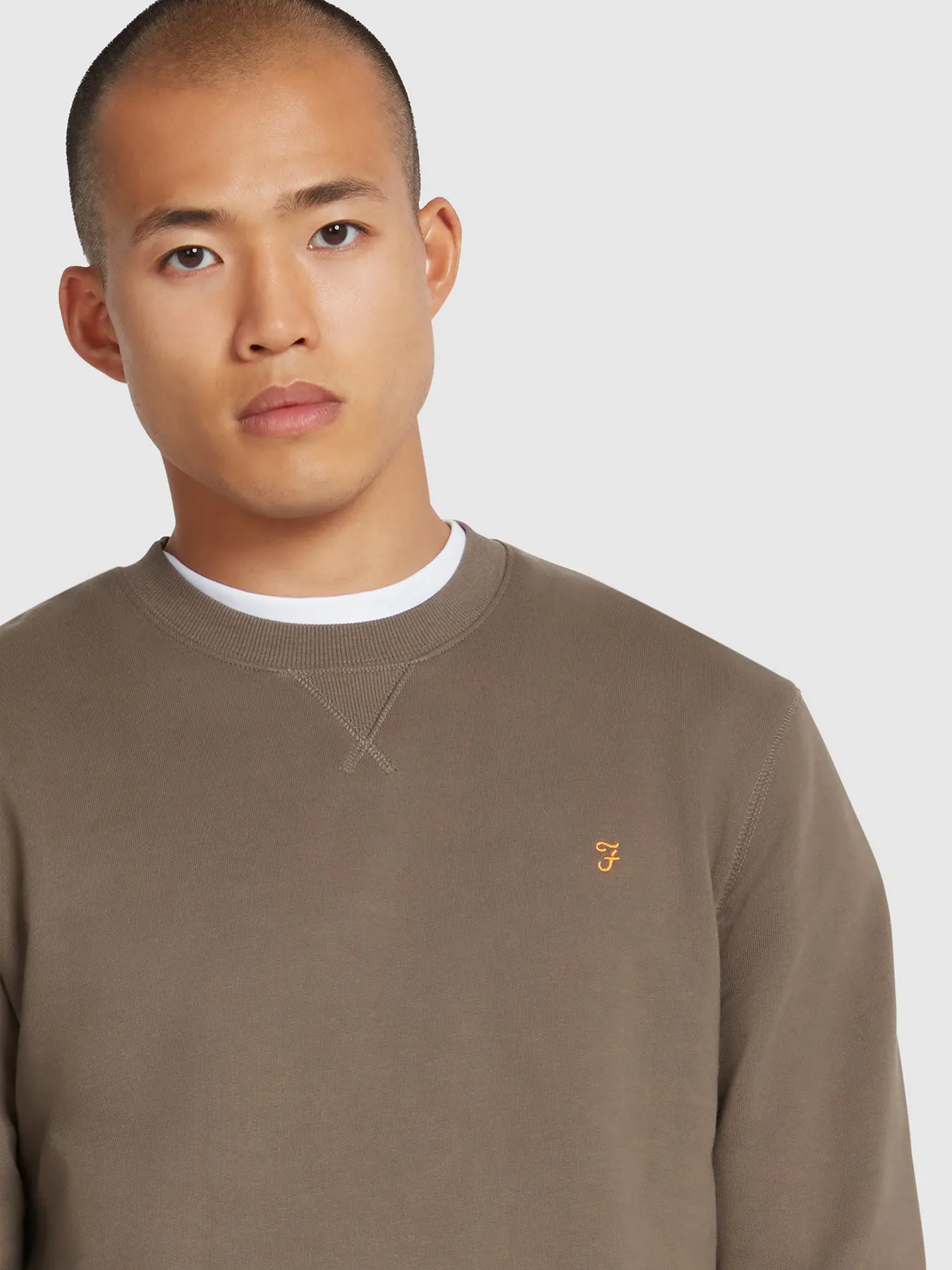 Tim Organic Cotton Crew Neck Sweatshirt In Mushroom Grey sold by Farah product image thumbnail 4