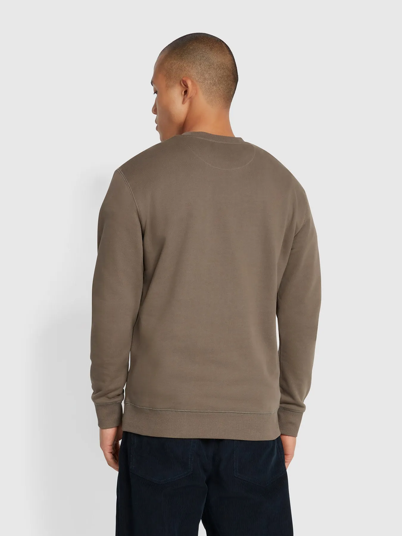 Tim Organic Cotton Crew Neck Sweatshirt In Mushroom Grey sold by Farah product image thumbnail 3