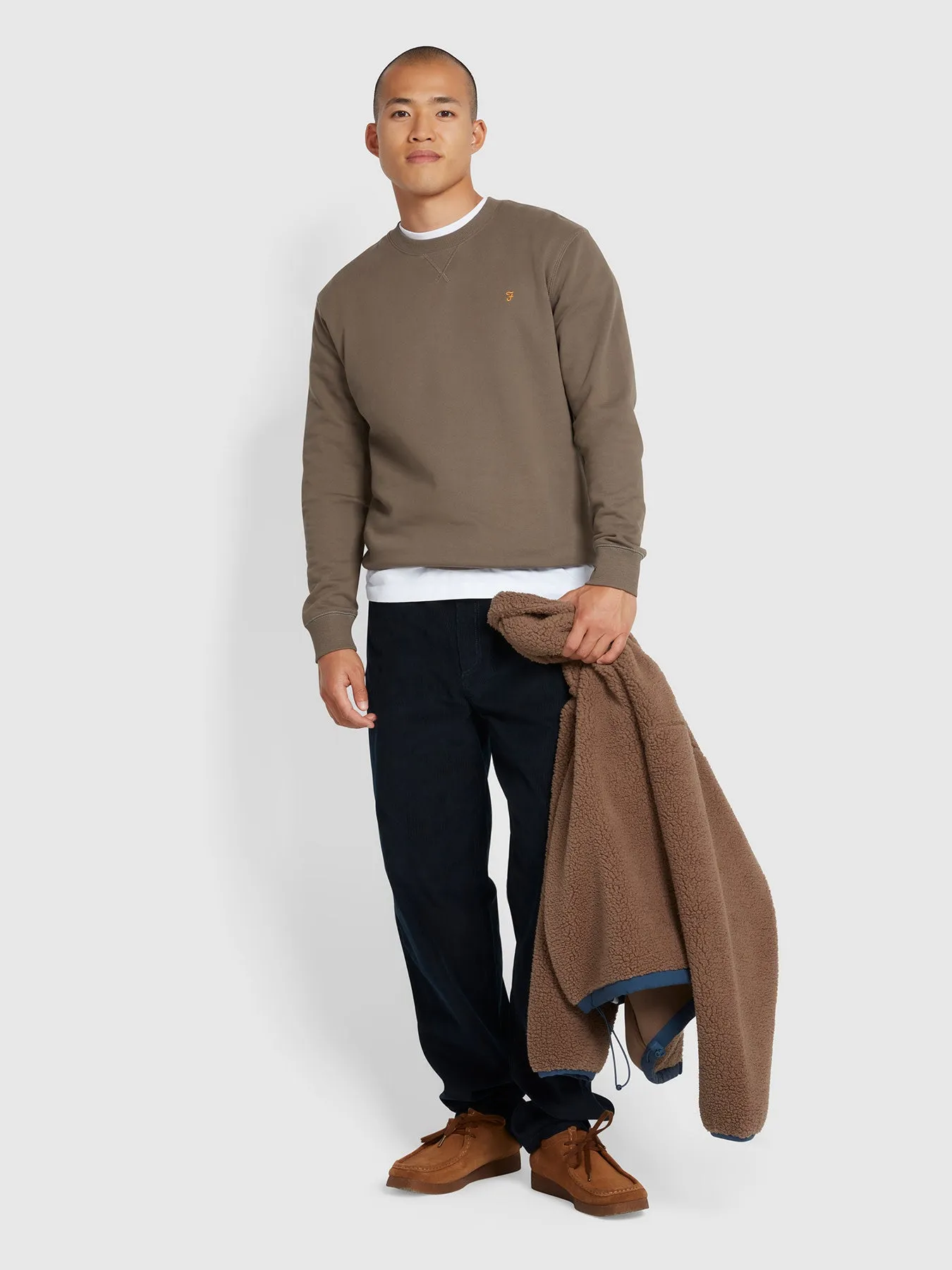 Tim Organic Cotton Crew Neck Sweatshirt In Mushroom Grey sold by Farah product image thumbnail 2