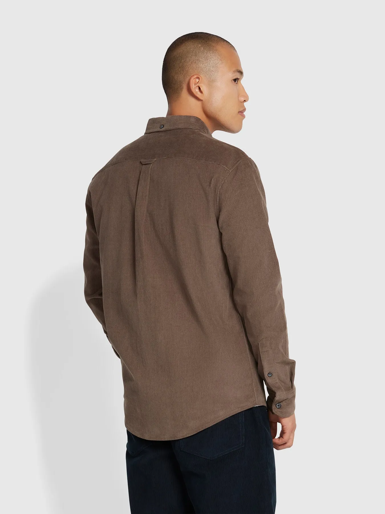 Spencer Casual Fit Corduroy Shirt In Mushroom Grey sold by Farah product image thumbnail 3
