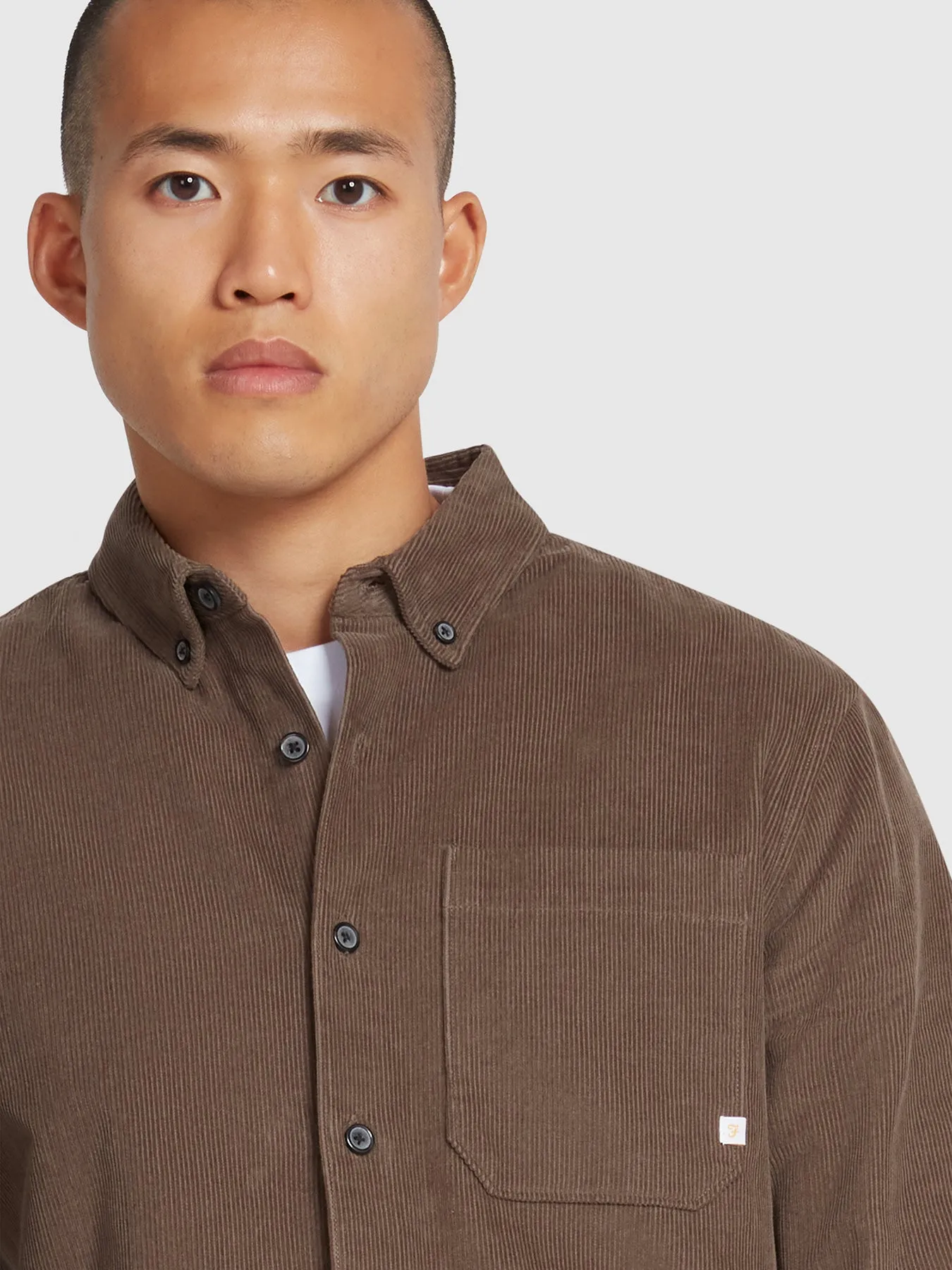 Spencer Casual Fit Corduroy Shirt In Mushroom Grey sold by Farah product image thumbnail 4
