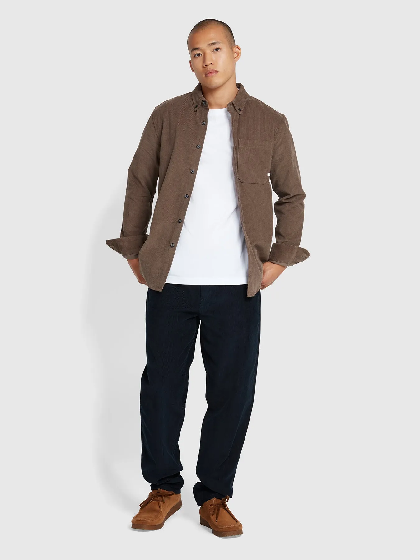 Spencer Casual Fit Corduroy Shirt In Mushroom Grey sold by Farah product image thumbnail 2