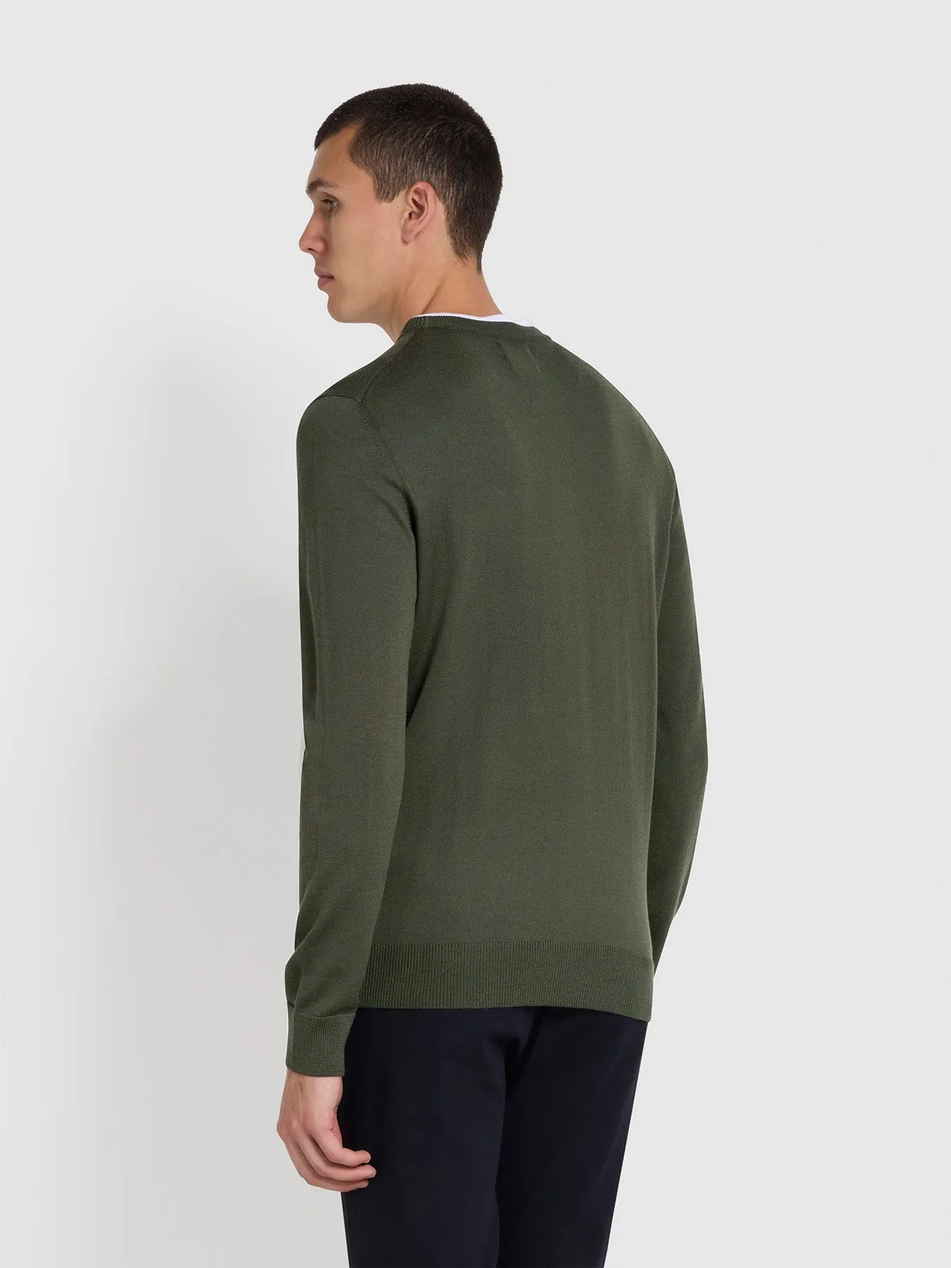 Mullen Merino Wool Crew Neck Sweater In Rosemary sold by Farah product image thumbnail 3