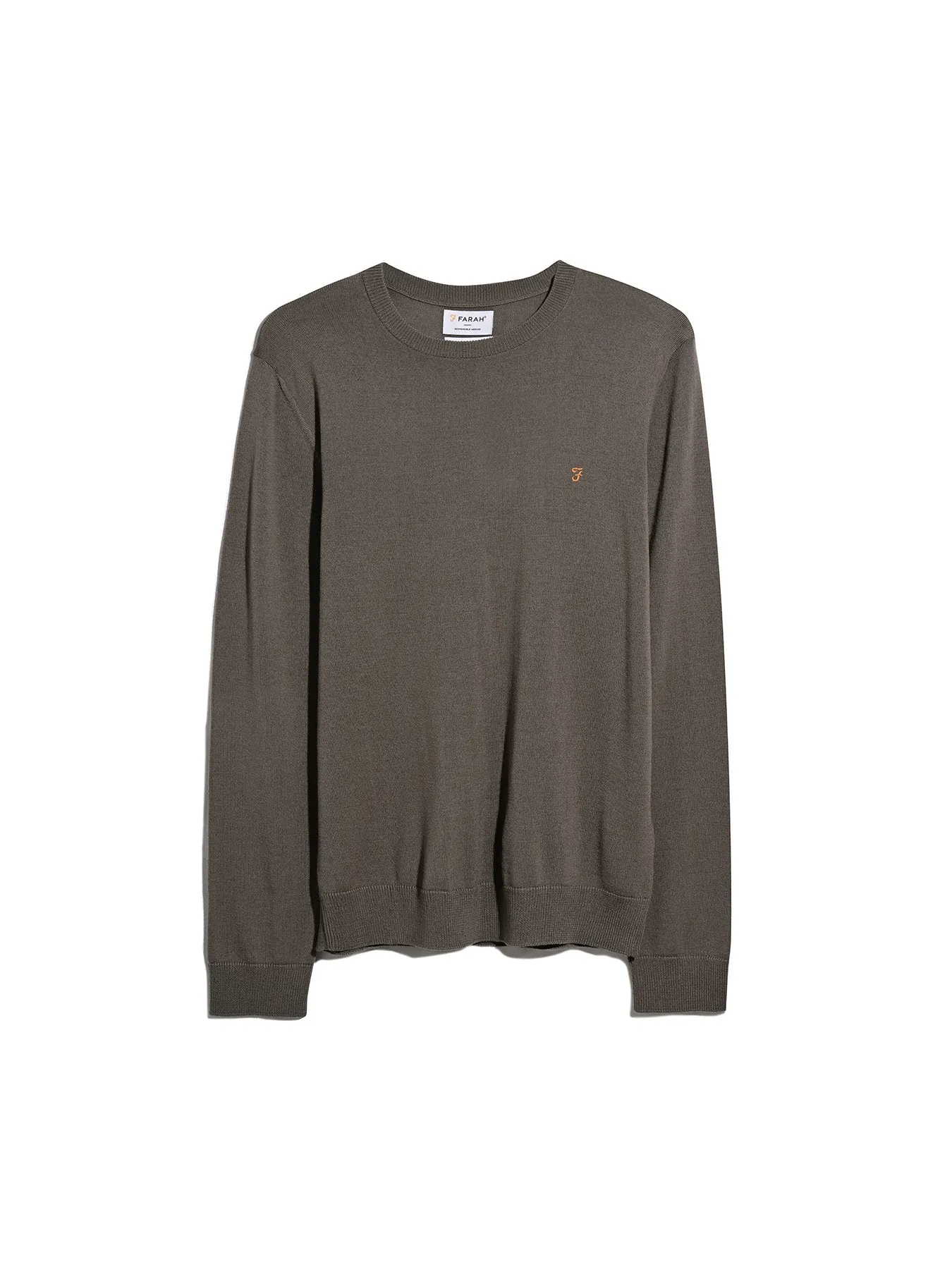 Mullen Merino Wool Crew Neck Sweater In Mushroom Grey sold by Farah product image thumbnail 5
