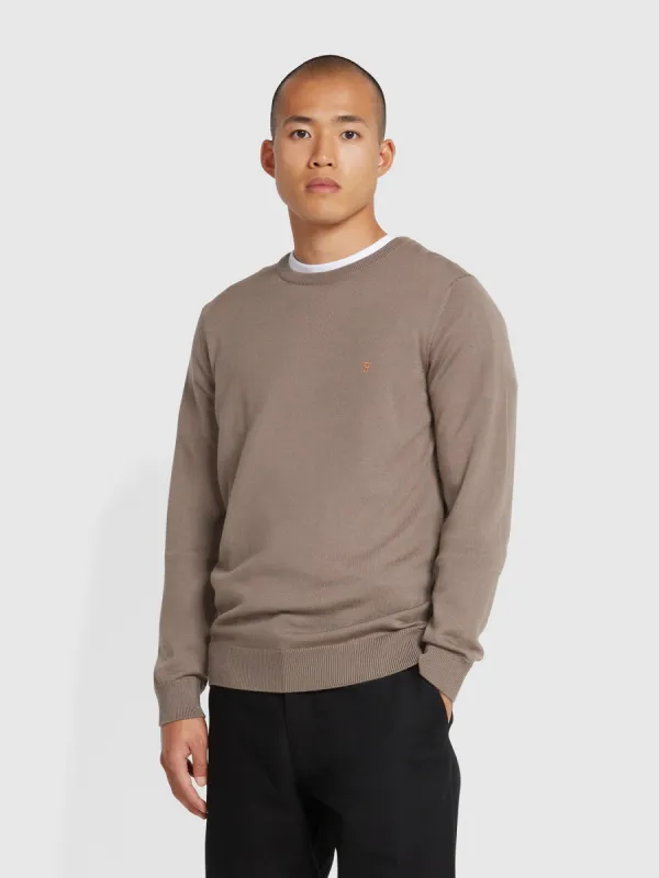 Mullen Merino Wool Crew Neck Sweater In Mushroom Grey sold by Farah