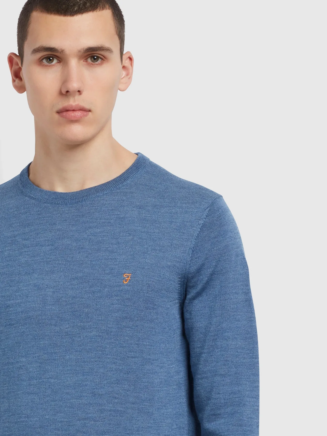 Mullen Merino Wool Crew Neck Sweater In Deep Blue sold by Farah product image thumbnail 3