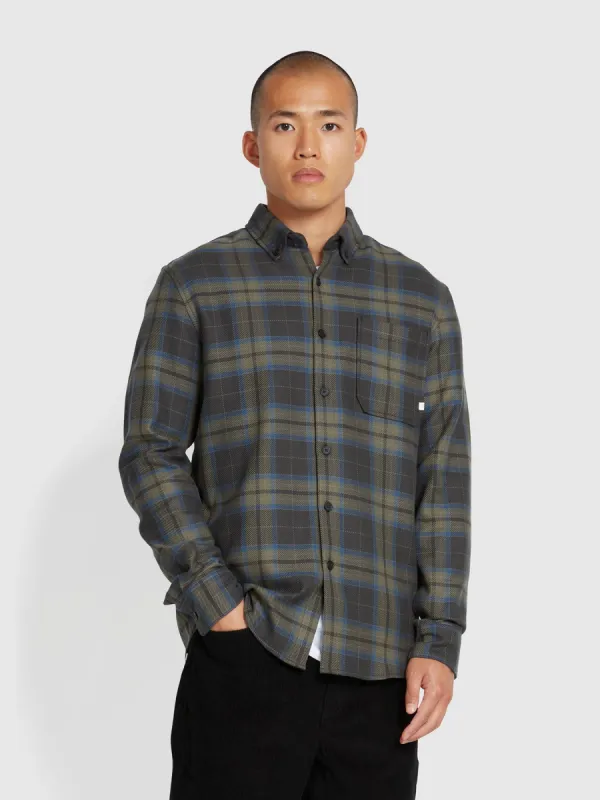 Marcelo Casual Fit Check Shirt In Washed Black sold by Farah
