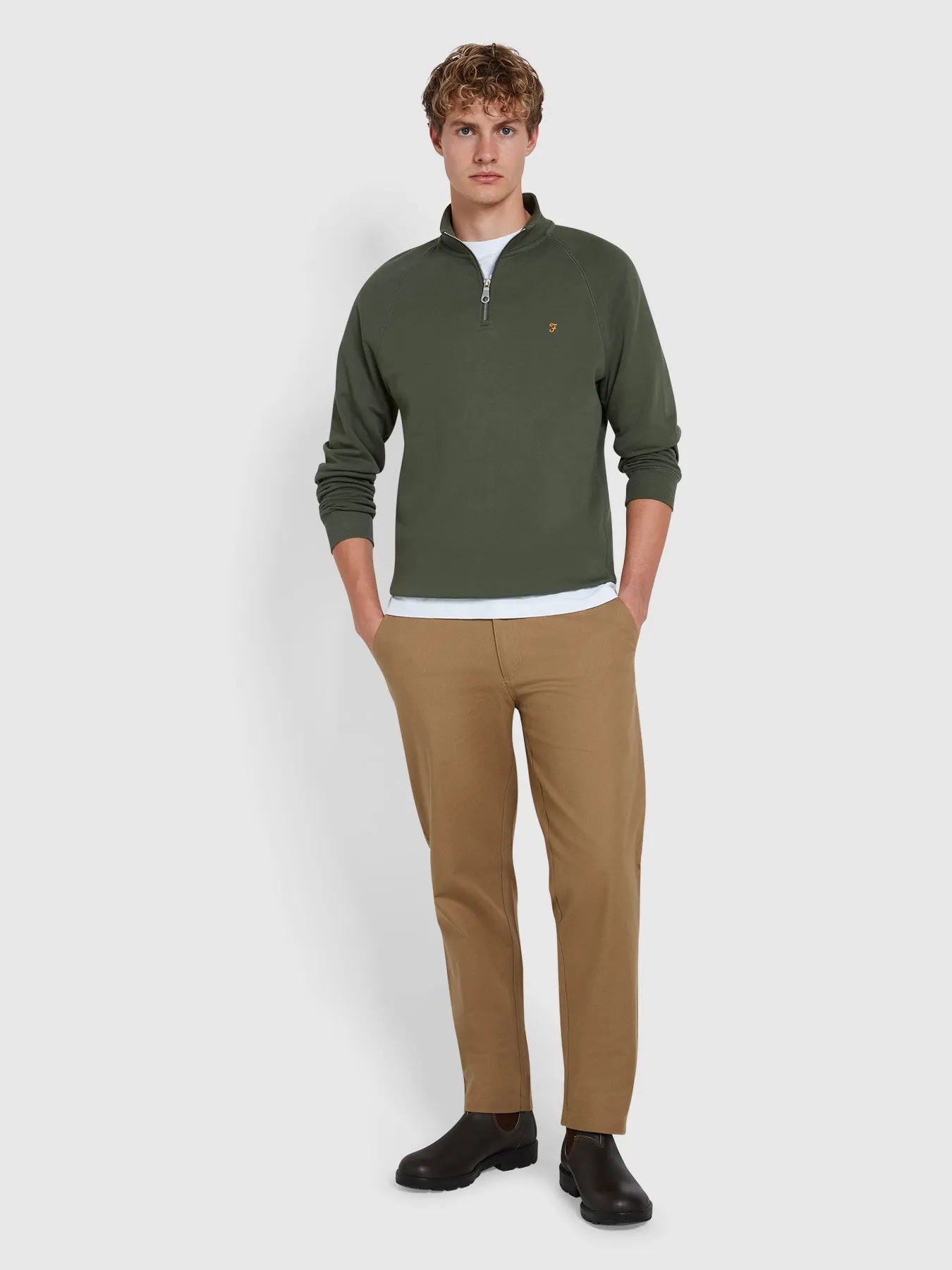 Jim Organic Cotton Quarter Zip Sweatshirt In Rosemary sold by Farah product image thumbnail 2
