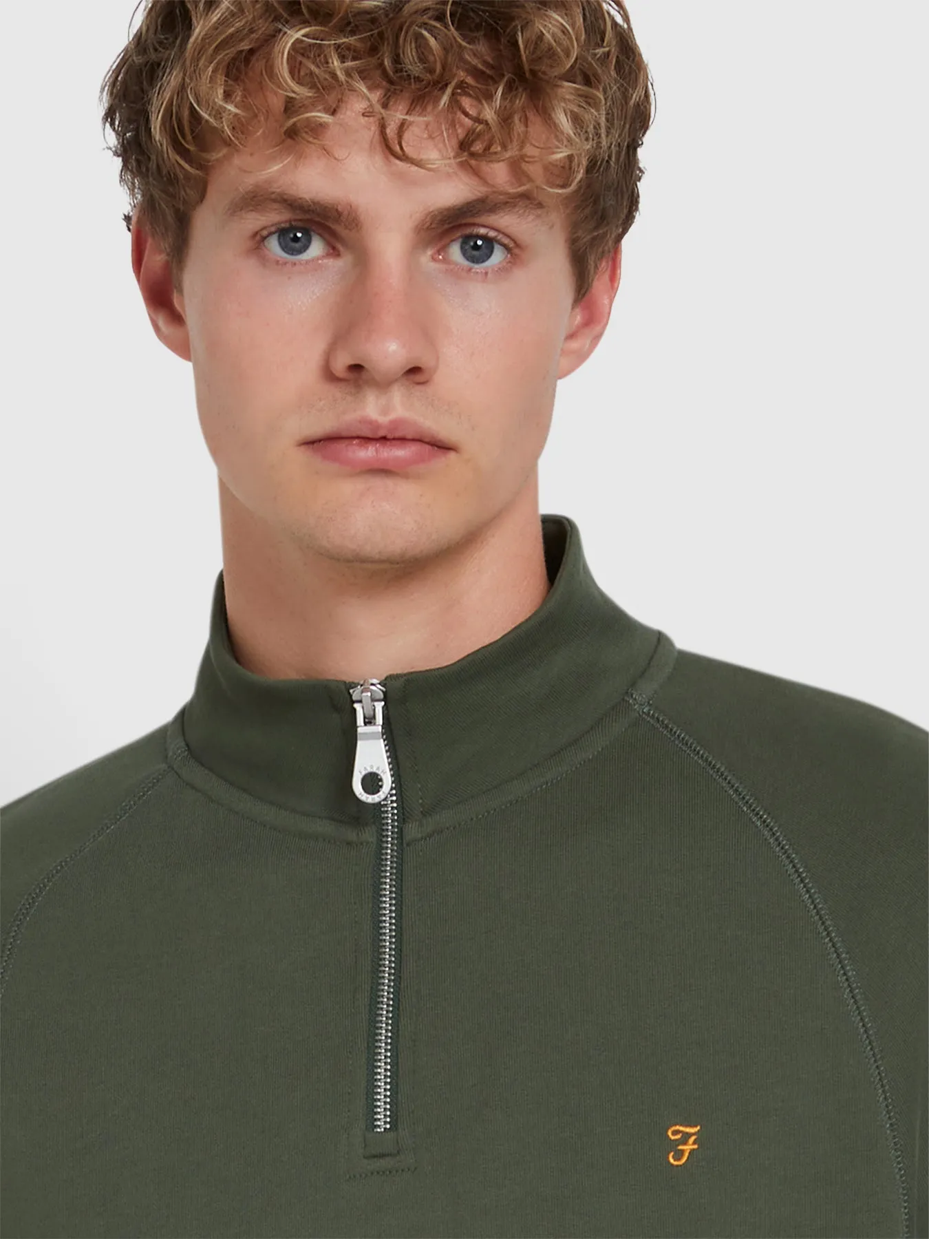 Jim Organic Cotton Quarter Zip Sweatshirt In Rosemary sold by Farah product image thumbnail 4