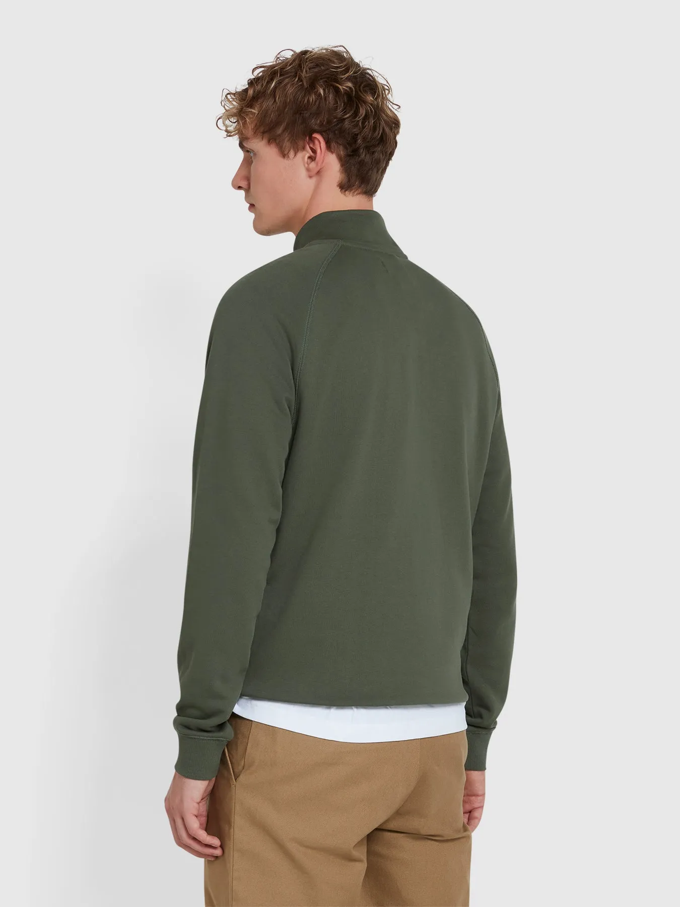 Jim Organic Cotton Quarter Zip Sweatshirt In Rosemary sold by Farah product image thumbnail 3